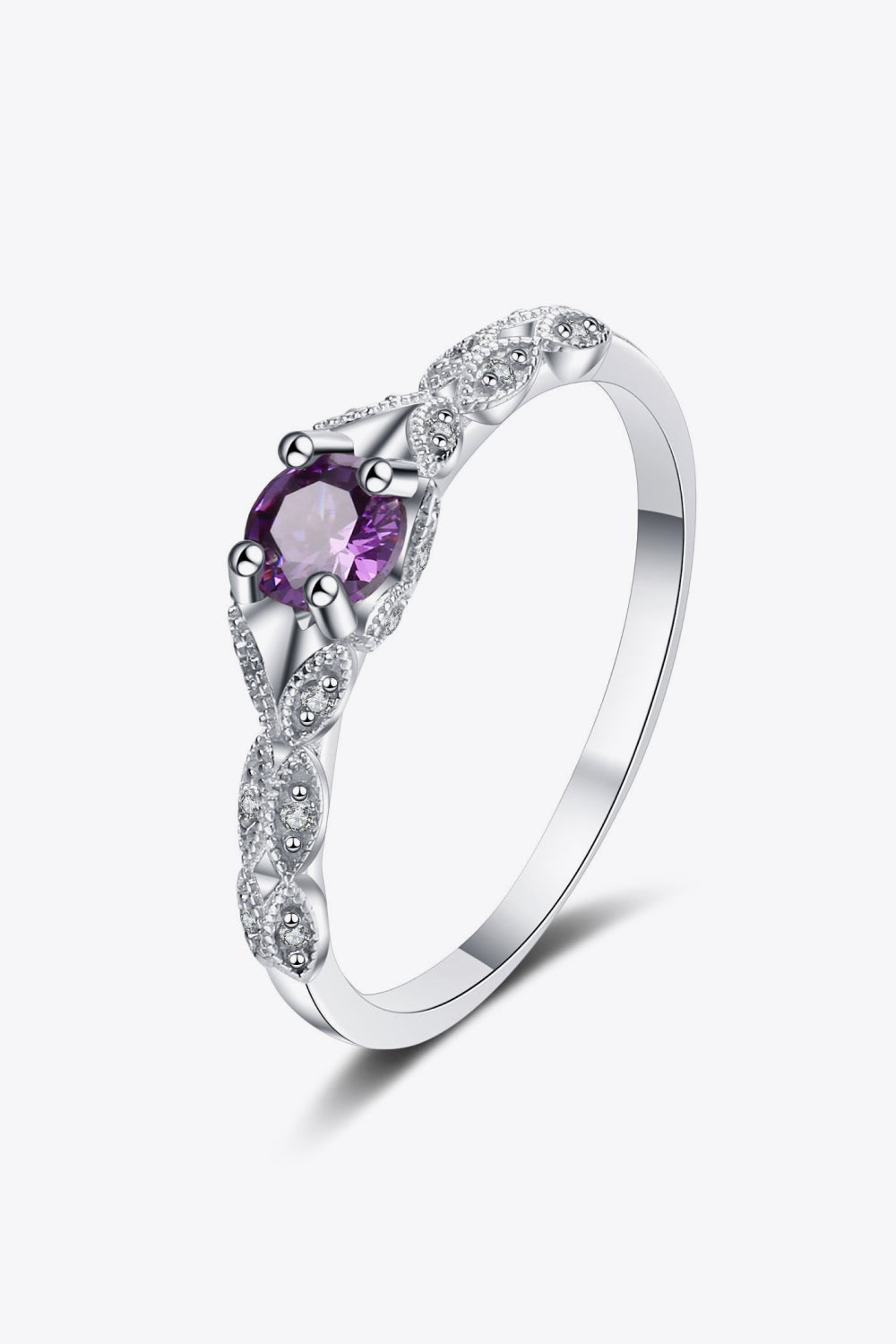 Eingelegter Amethyst-Ring mit 4 Zinken