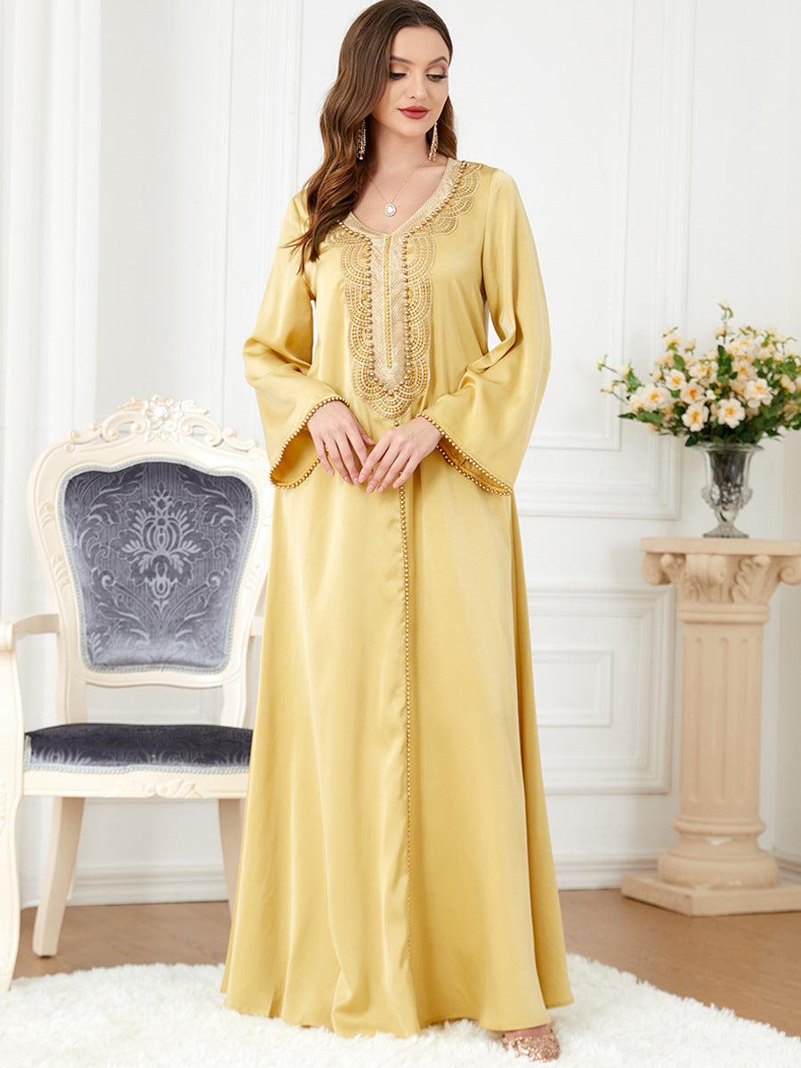 Bead Long Sleeve European And American Fashion Dress