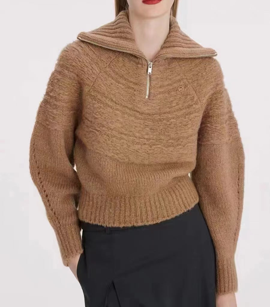 Pullover mit halbem Reißverschluss für Damen