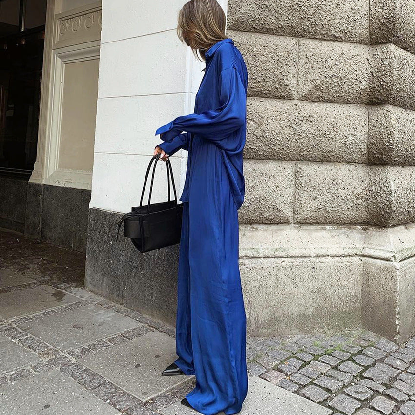 Zweiteiliges Set aus Hemd und Bodenhose „Dinklein“ für Damen in Blau