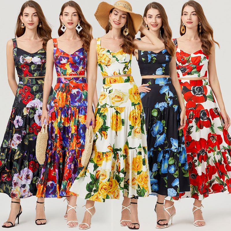Fashion Casual French Print Ladies Dress