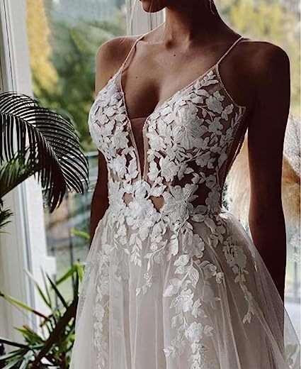 Women's Wedding Dress Lace Strap Backless