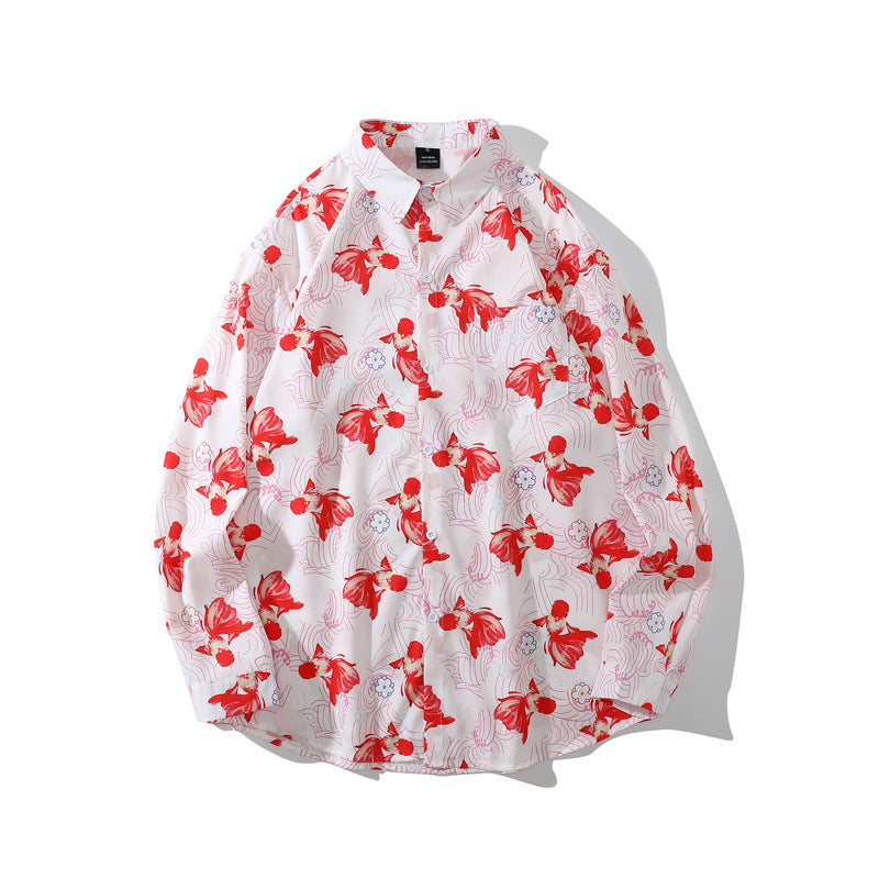 Goldfish Print Long Sleeve Shirts For Men And Women