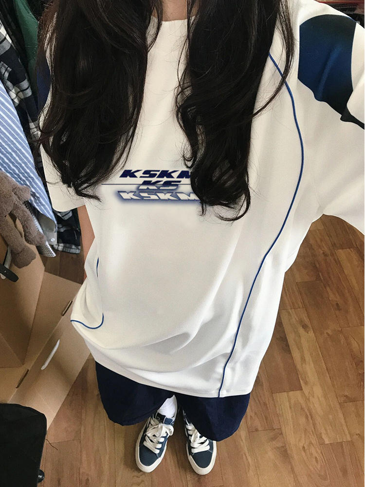 Camiseta de manga corta con Top Retro americano de nicho de verano para mujer