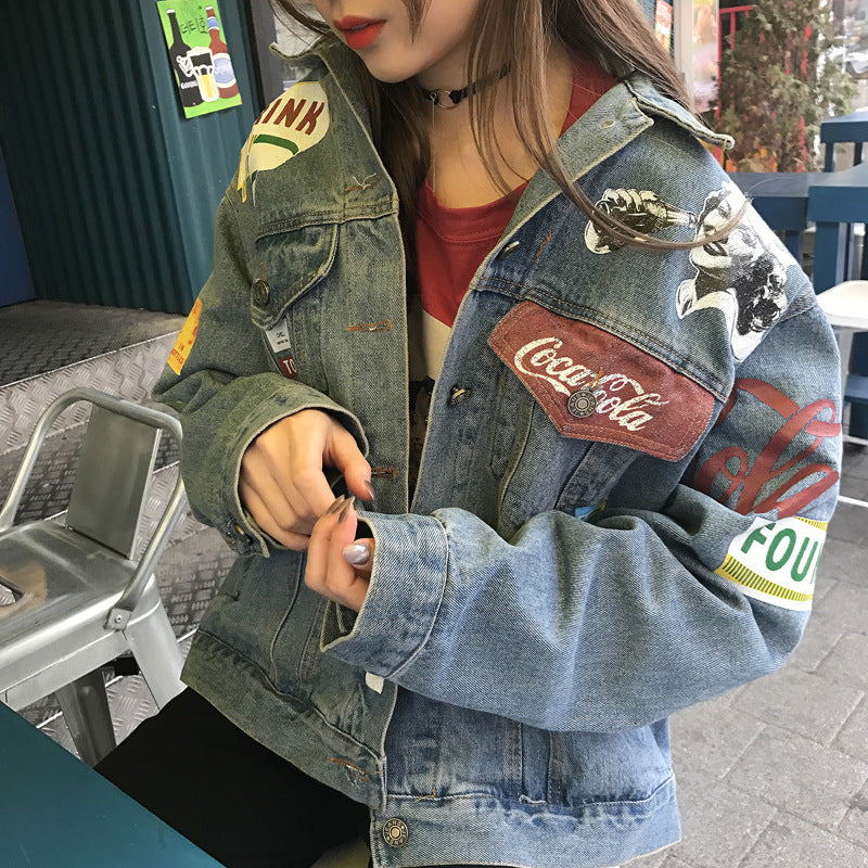 Jeansjacke im Harajuku-Stil