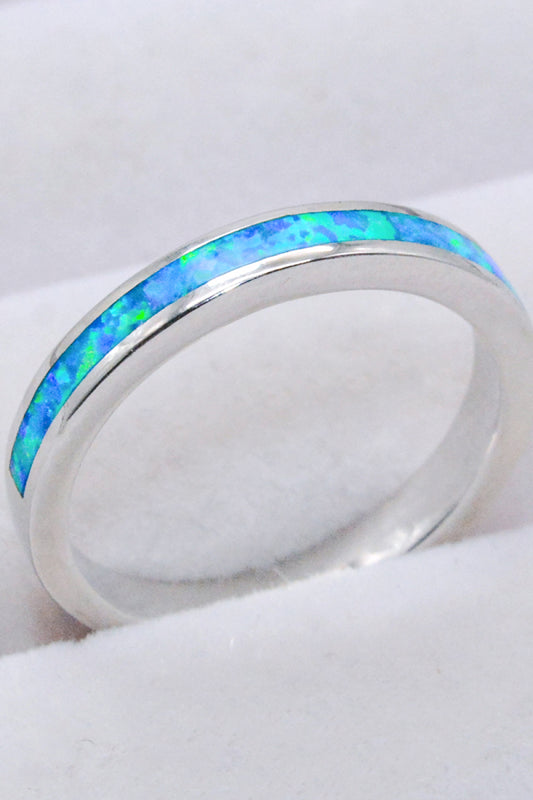 Opalring aus 925er Sterlingsilber in Himmelblau