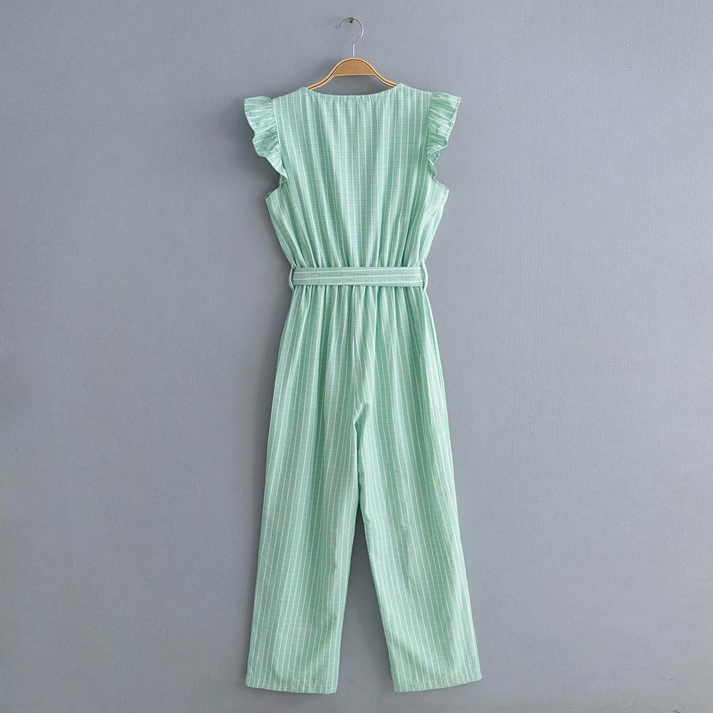 Denise collectie - Stijlvolle katoenen jumpsuit met strepen