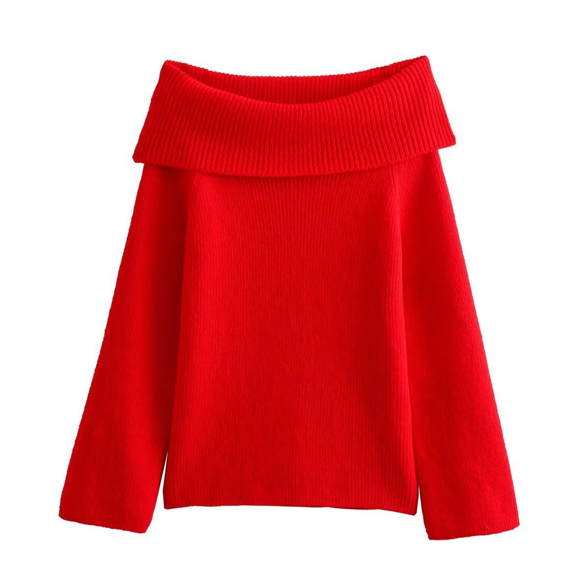 Women's Simple Graceful Off-shoulder Long Sleeve Sweater Top