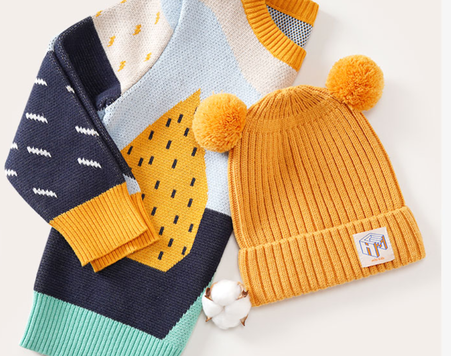 Mädchenpullover, Baumwoll-Colorblocking, Babypullover im Western-Stil für Jungen