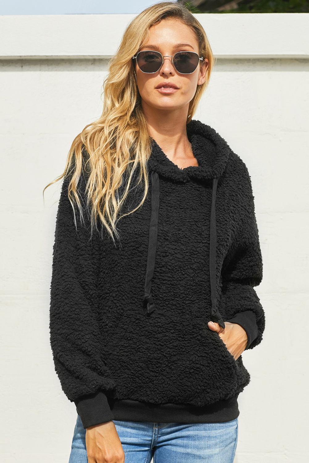 Sherpa-Hoodie mit Kordelzug und Tasche