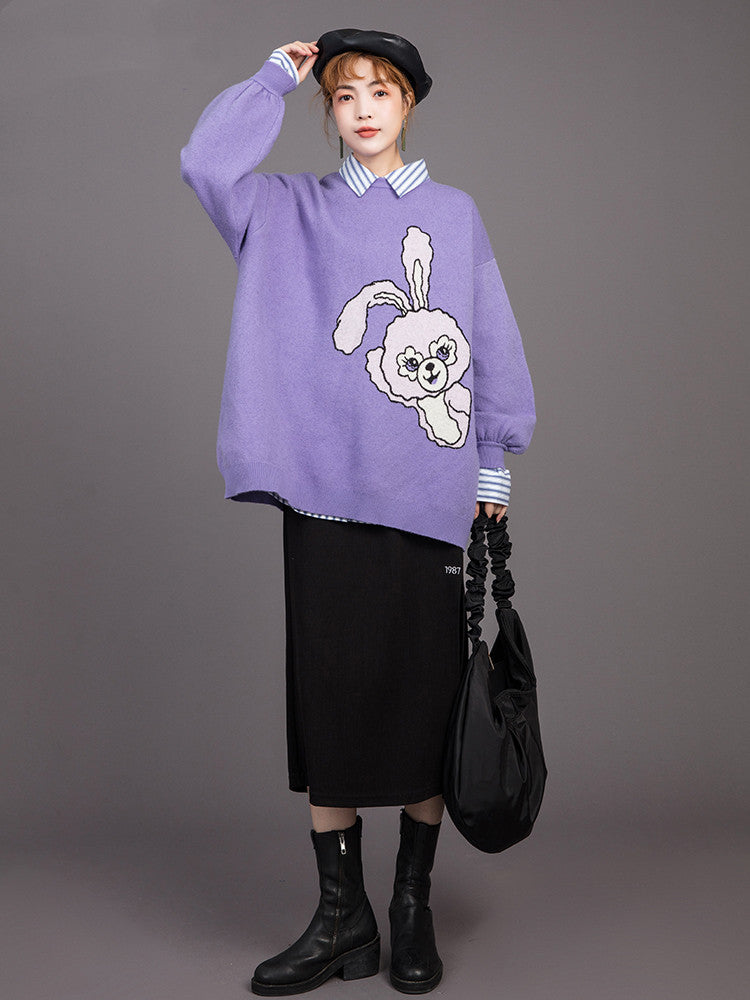 Cartoon jacquard sweater women