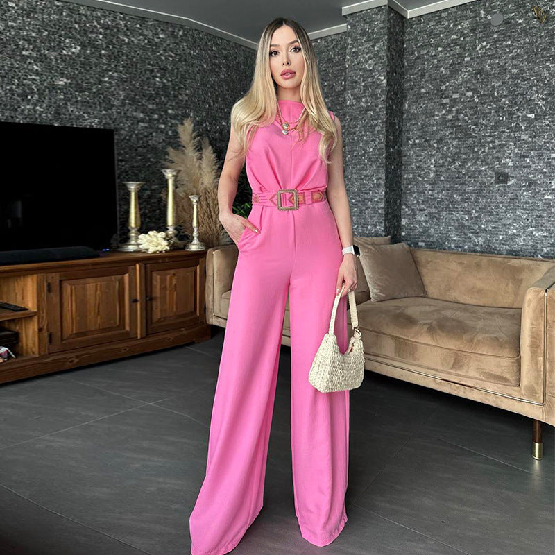 Modischer, eleganter, ärmelloser Jumpsuit mit hoher Taille und weitem Bein für Damen