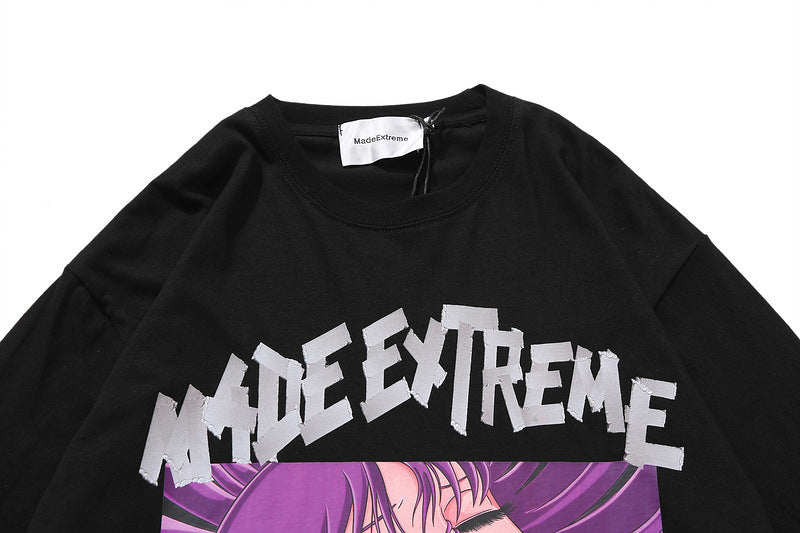 Langarmshirt mit Anime-Mädchen-Avatar-Print