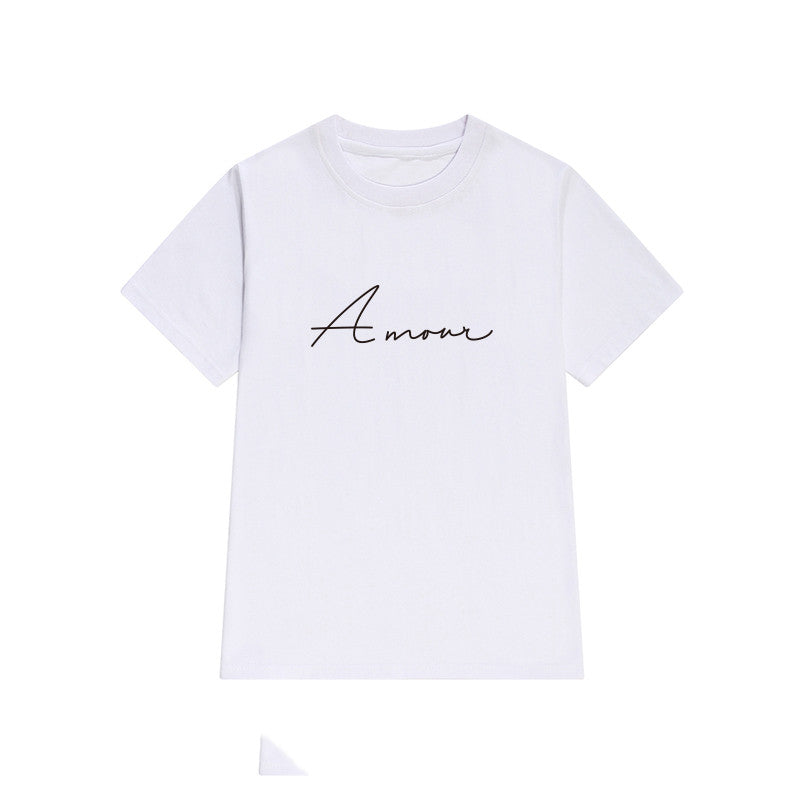 Handwritten French letters short sleeve top