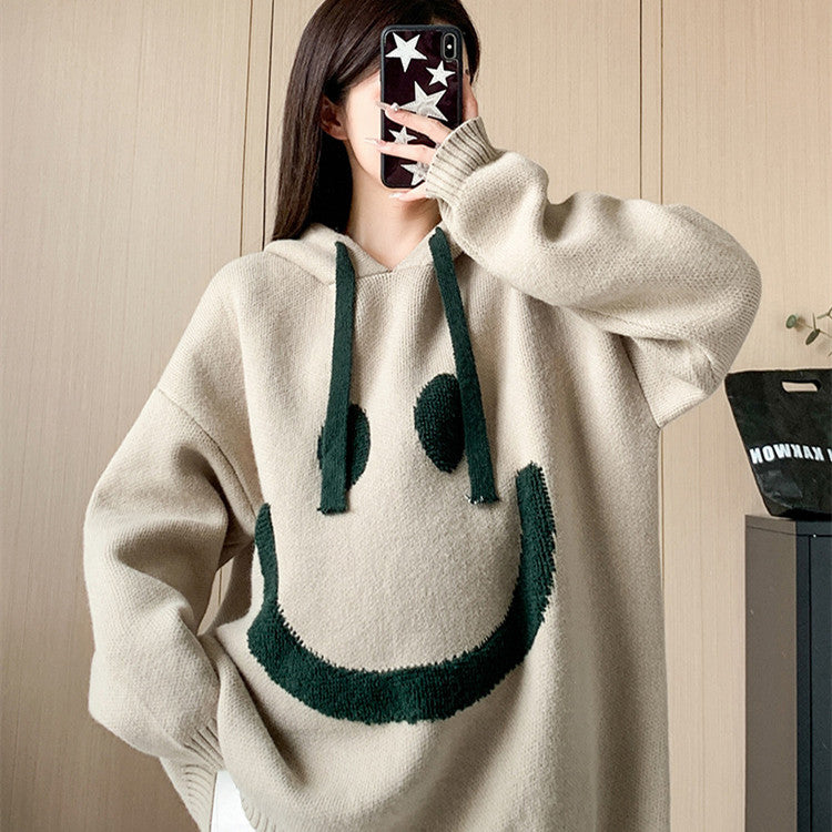 All-match Casual Smile Hooded Sweater