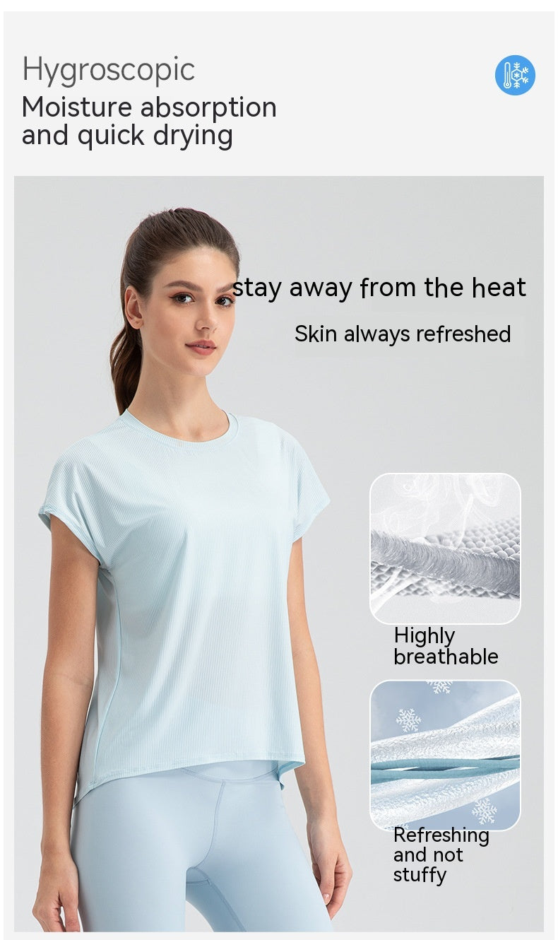 Cool Breathable Sports Short Sleeve Yoga Suit Top Quick-drying Running Fitness Short Sleeve Women