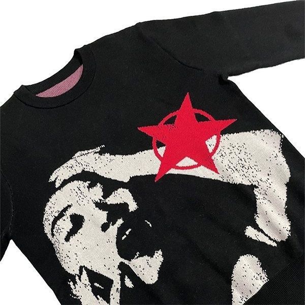 Herbst Winter Y2g Portrait Streetwear Harajuku Gestrickte Gothic Punk Pullover