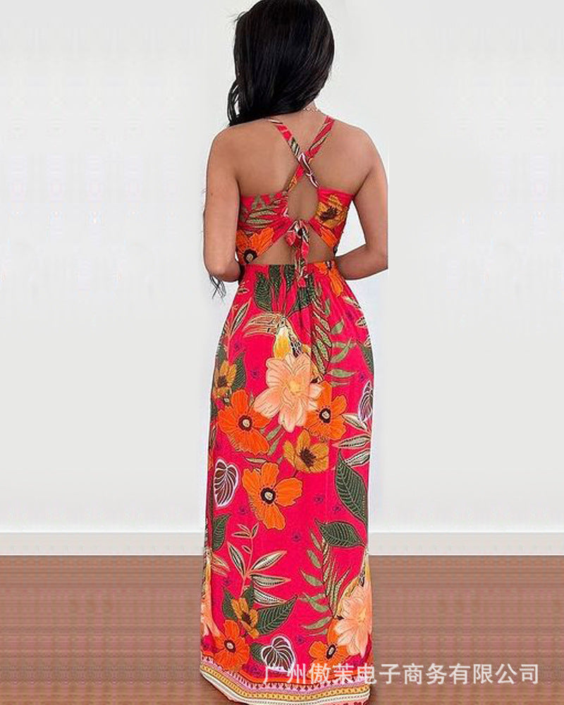 Einfaches, bedrucktes Camisole-Kleid für Damen