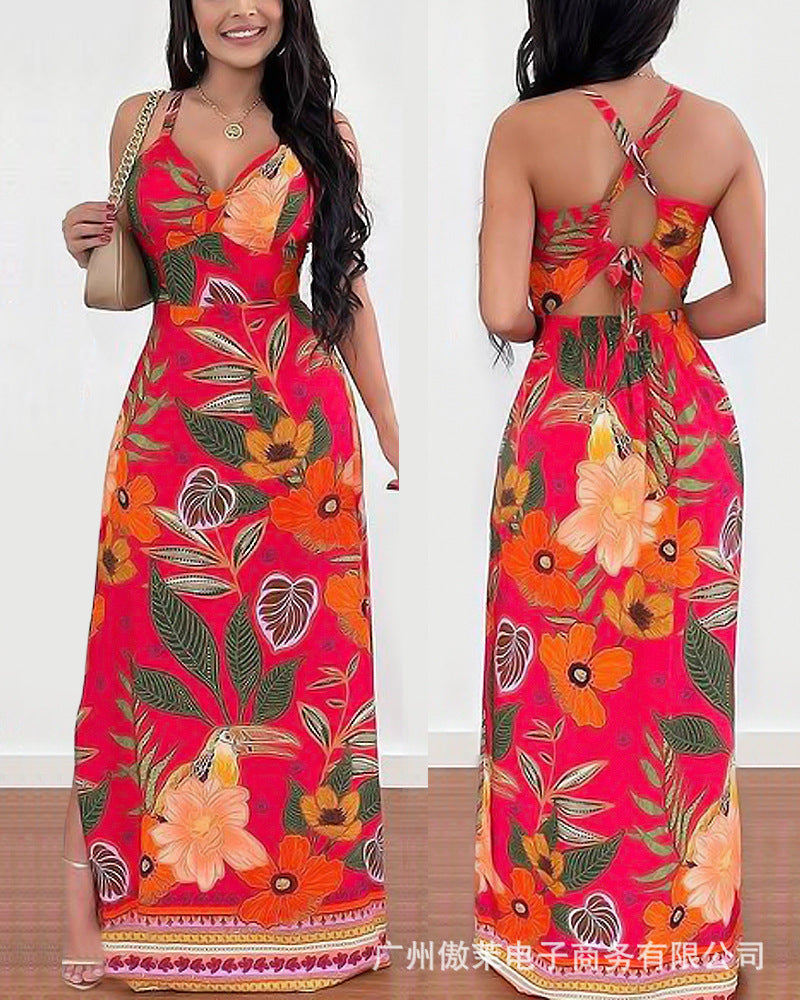 Einfaches, bedrucktes Camisole-Kleid für Damen
