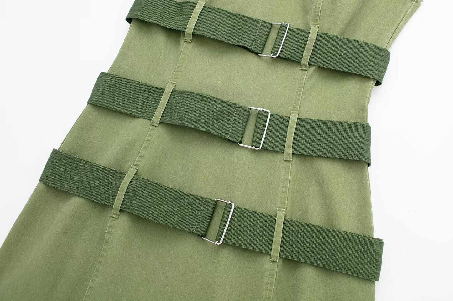 Women's Overalls Army Green Sleeveless Vest Hot Girl Dress