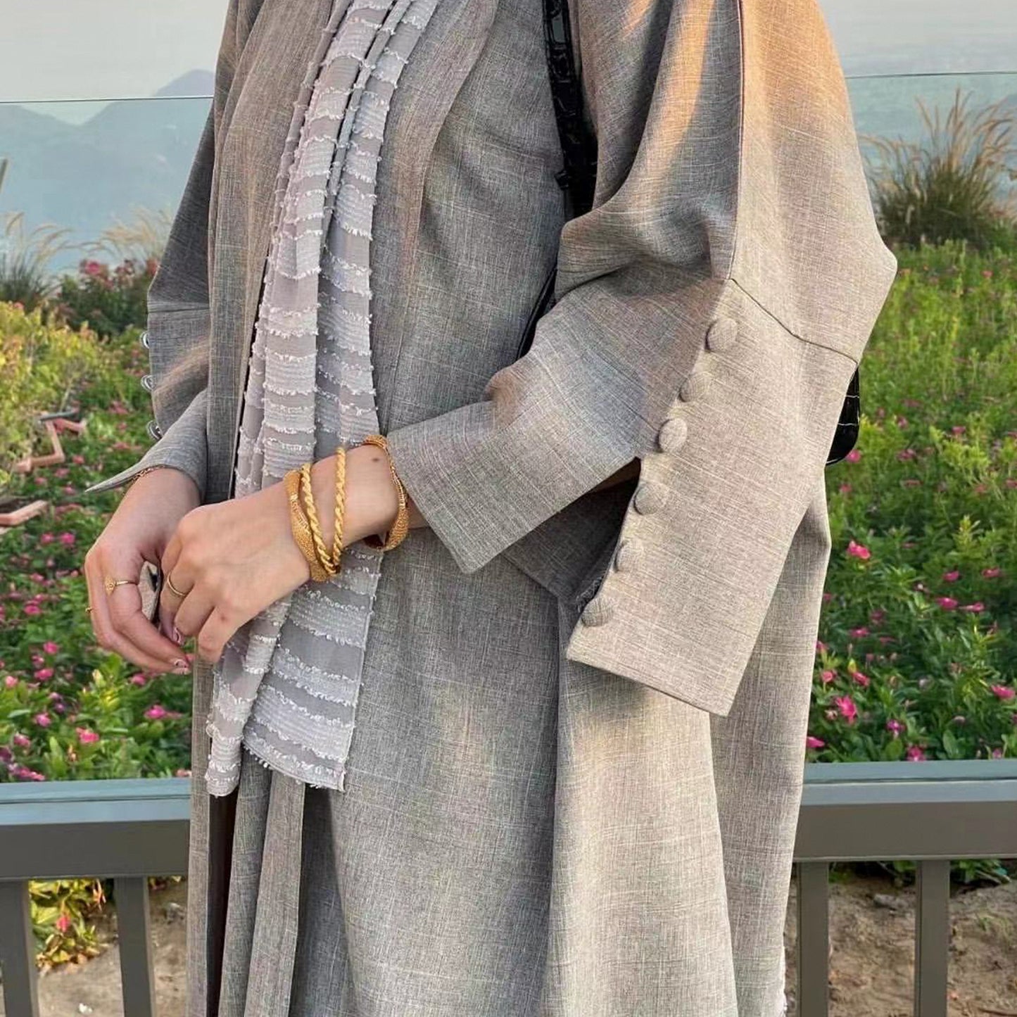 Dubai Middle East Turkey Loose Plus Size Elegant Cardigan Robe