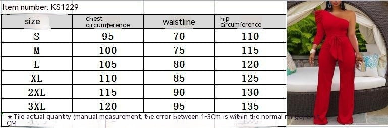 Einteilige Hose mit weitem Bein, einfarbigen Nähten, schräger Schultertaille