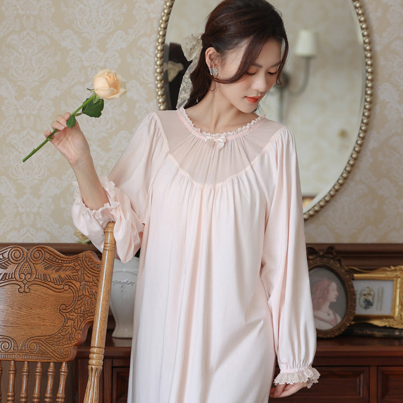 Spring Cotton Court Style French Style Lace Temperament Princess Pajamas Loose