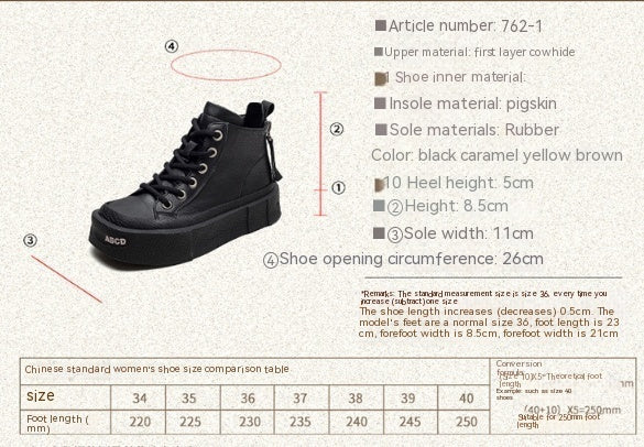 Lässige Damenstiefeletten mit Reißverschluss hinten, Oberschicht aus Rindsleder