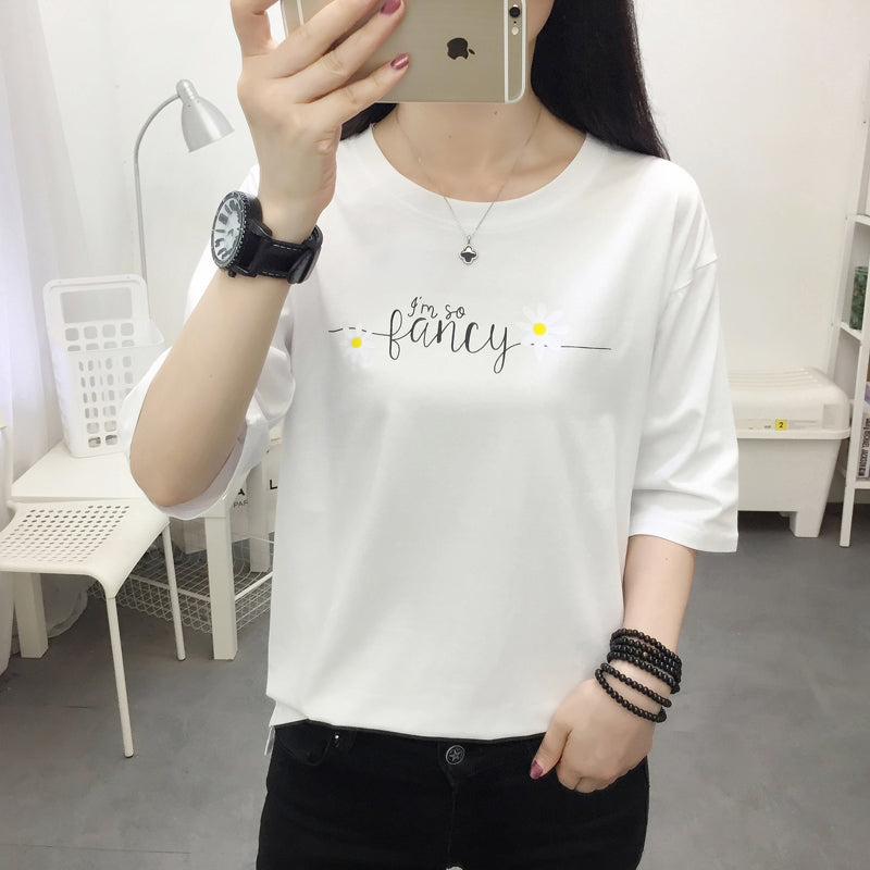 Women's loose short-sleeved cotton T-shirt