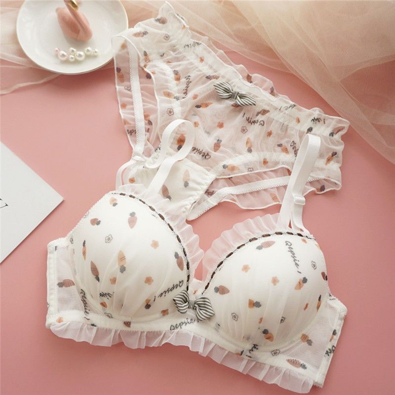 Japanese Style Sweet And Cute No Steel Ring Bra Set