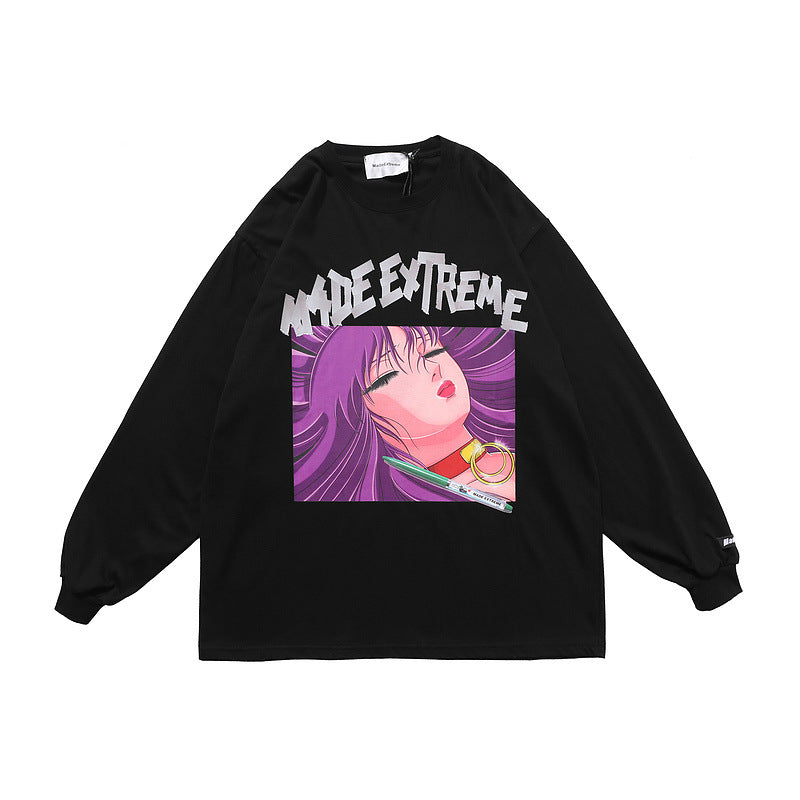 Anime girl avatar print long sleeve