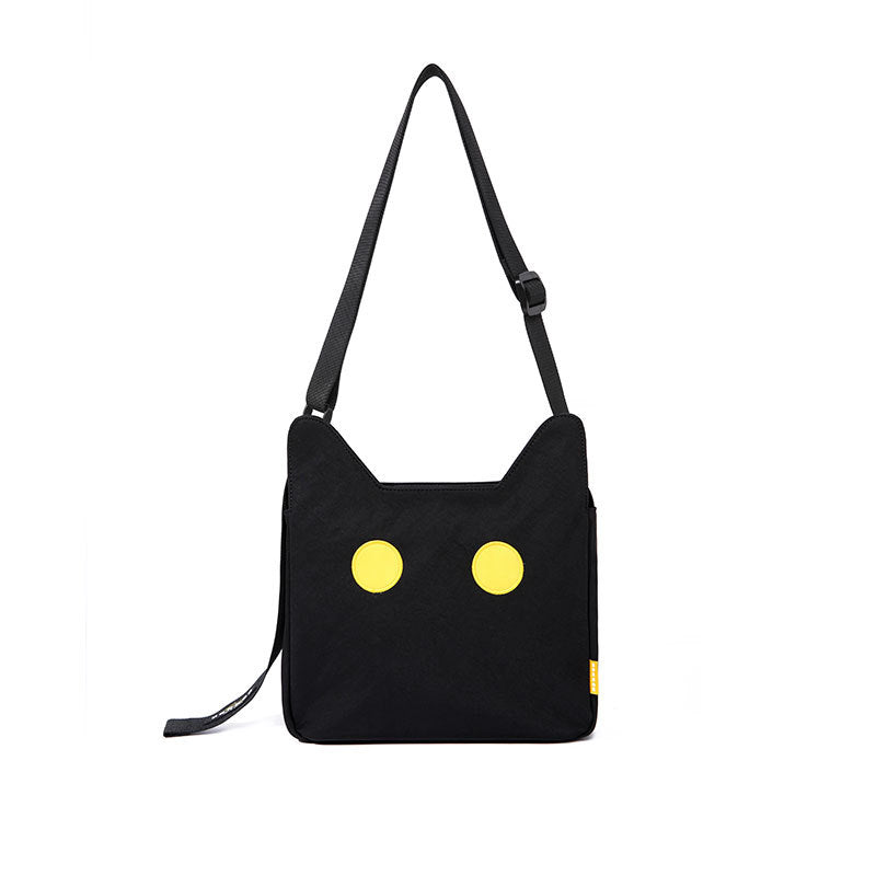 Bolso bandolera de lona de nailon de gran capacidad con forma de gato