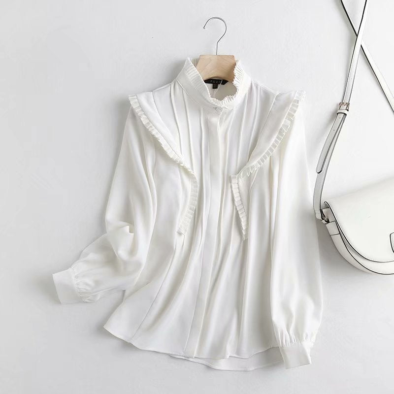 Women's pleated decorative shirt