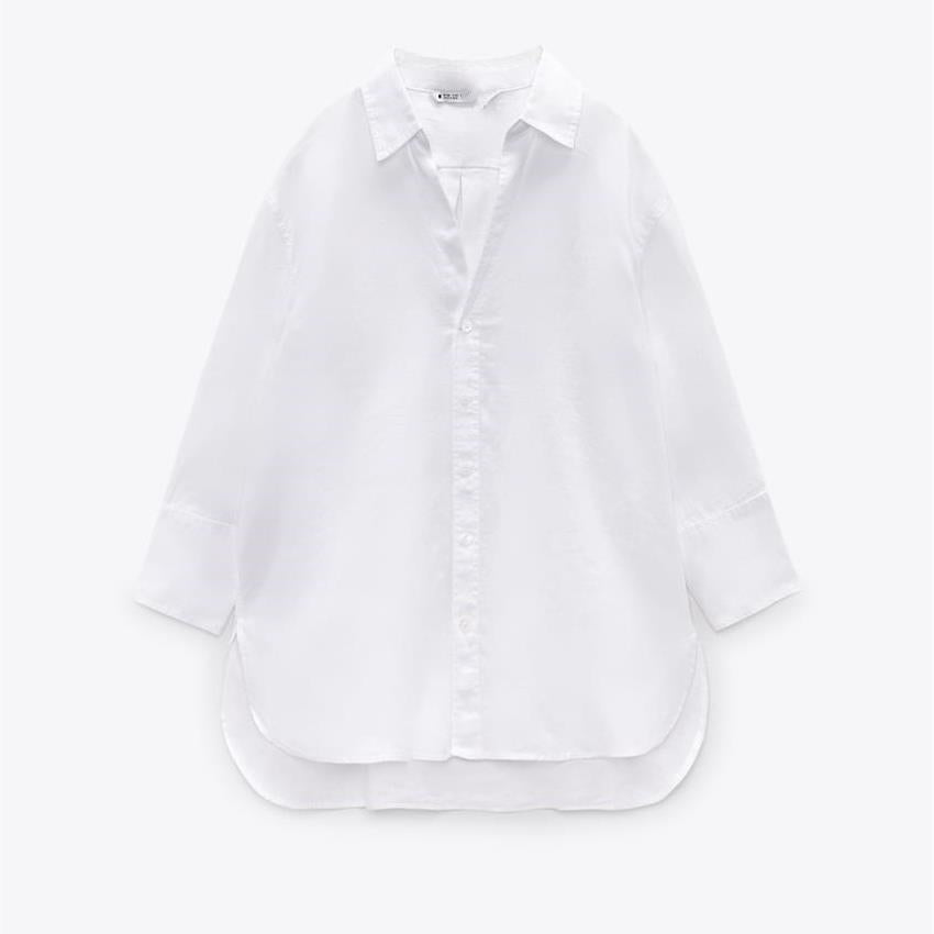 Western Style Loose Linen Shirt With Long Sleeves