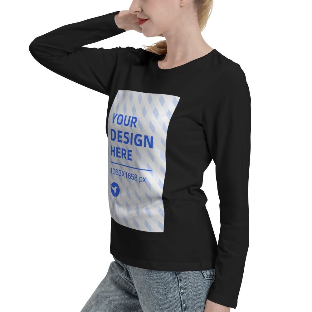 Langärmliges Rundhals-T-Shirt für Damen