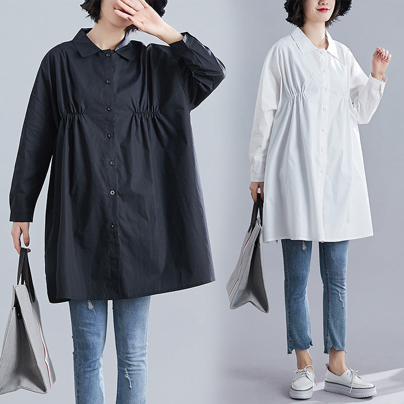 Art show thin loose casual long cotton shirt