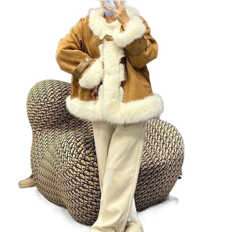 Environmental Protection Fox Fur Faux Fur Coat