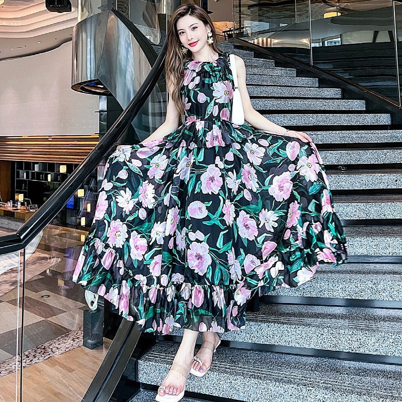 Vestido floral de pausa para el té francés