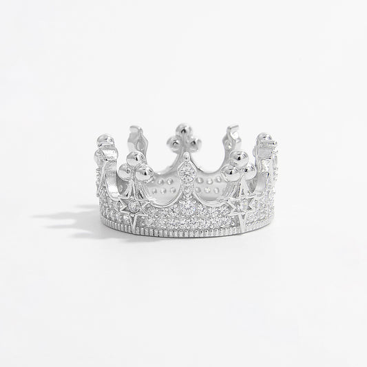 Anillo de plata de ley 925 con circonita en forma de corona