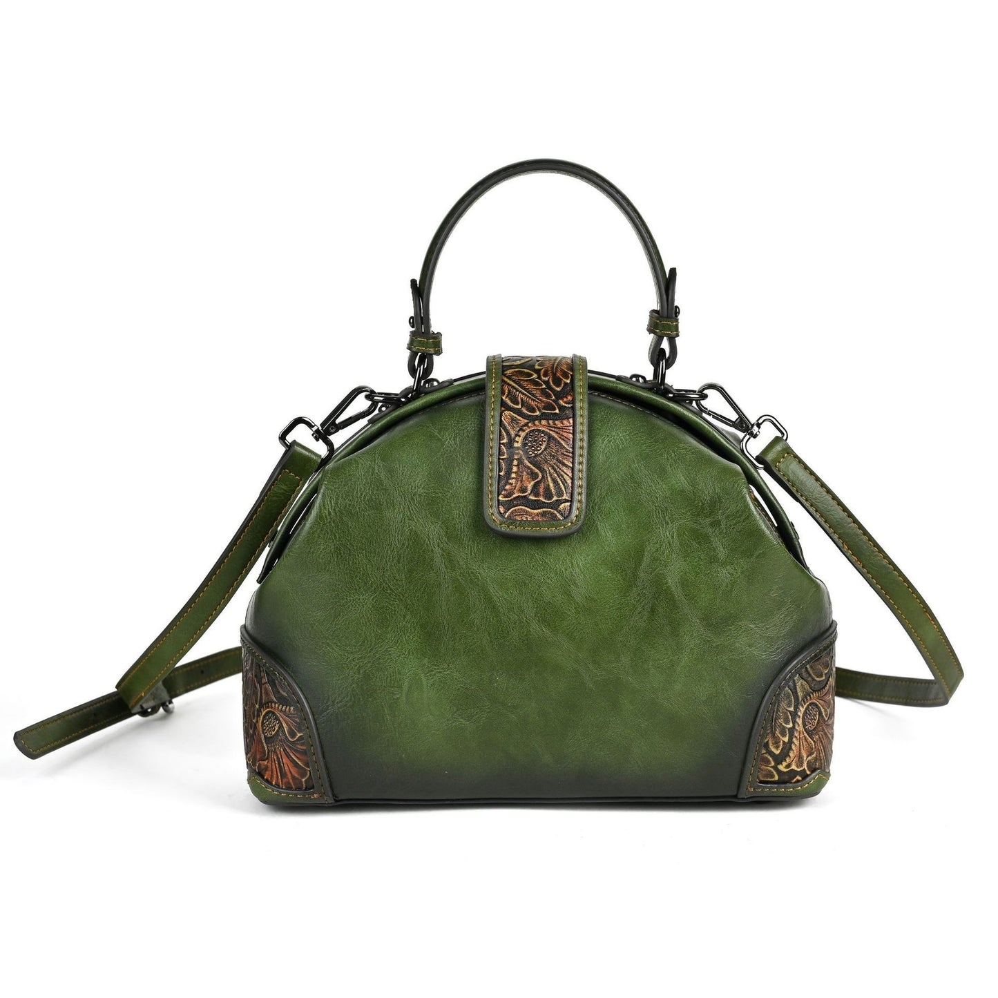 Bolso de mano con clip en relieve tridimensional, de estilo nacional retro, para mujer, hecho a mano