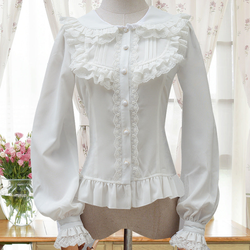 Women's Long Sleeve Slim-fit Sweet Lolita Chiffon Blouse