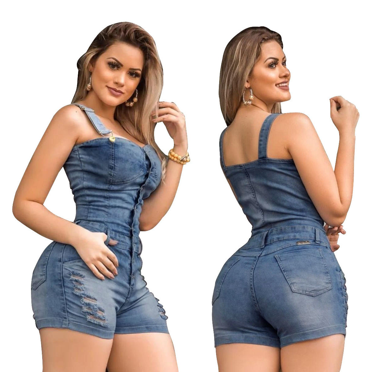 Schlankmachender Denim-Jumpsuit für Damen