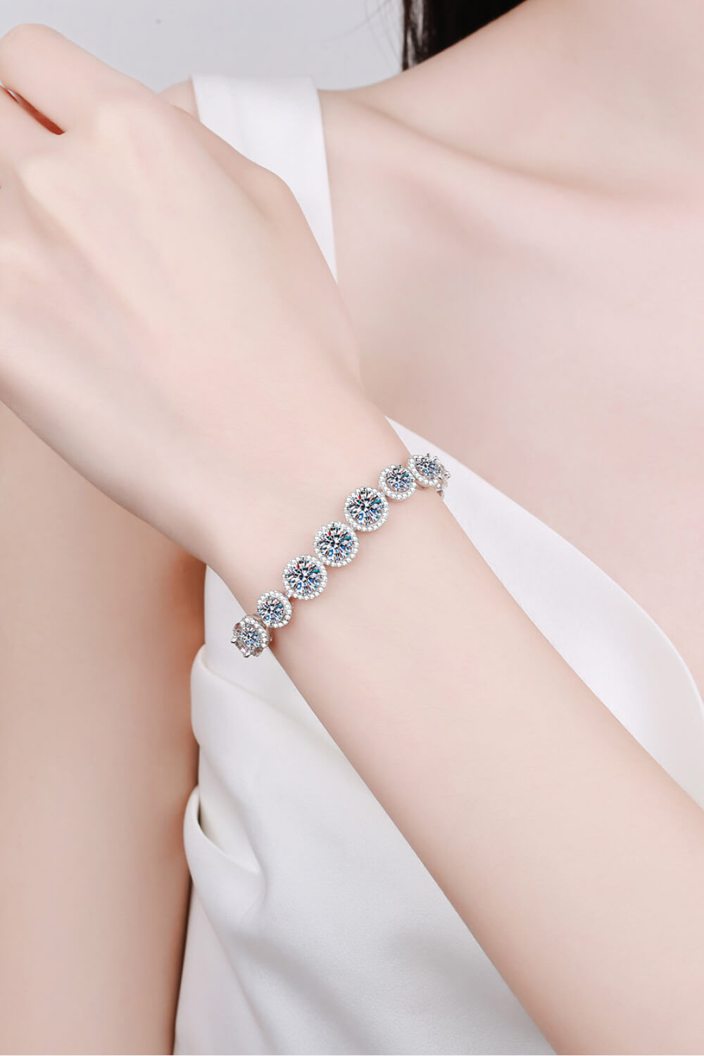 925 Sterling Silber 10,4 Karat Moissanit-Armband