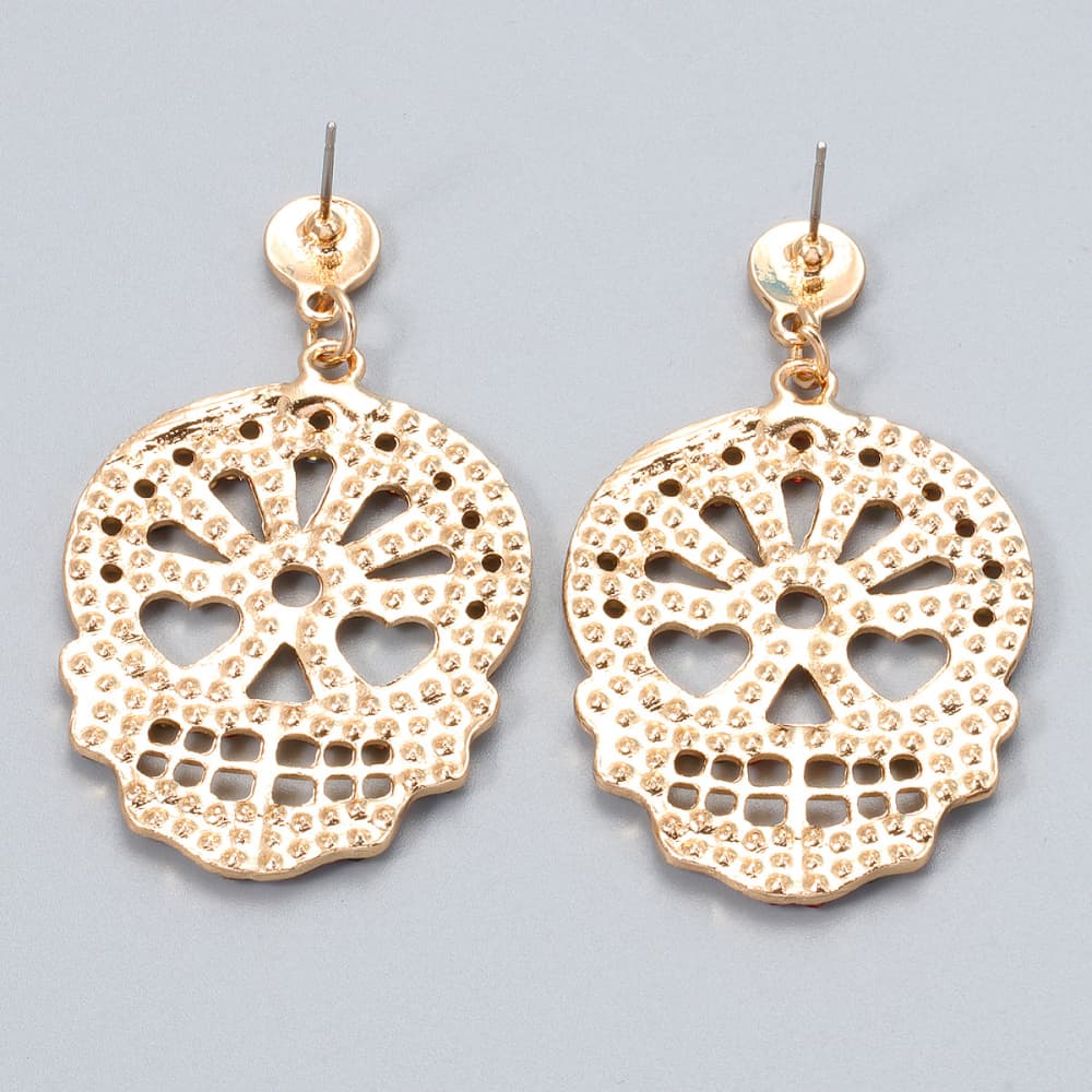 Pendientes de aleación de diamantes de imitación con calavera