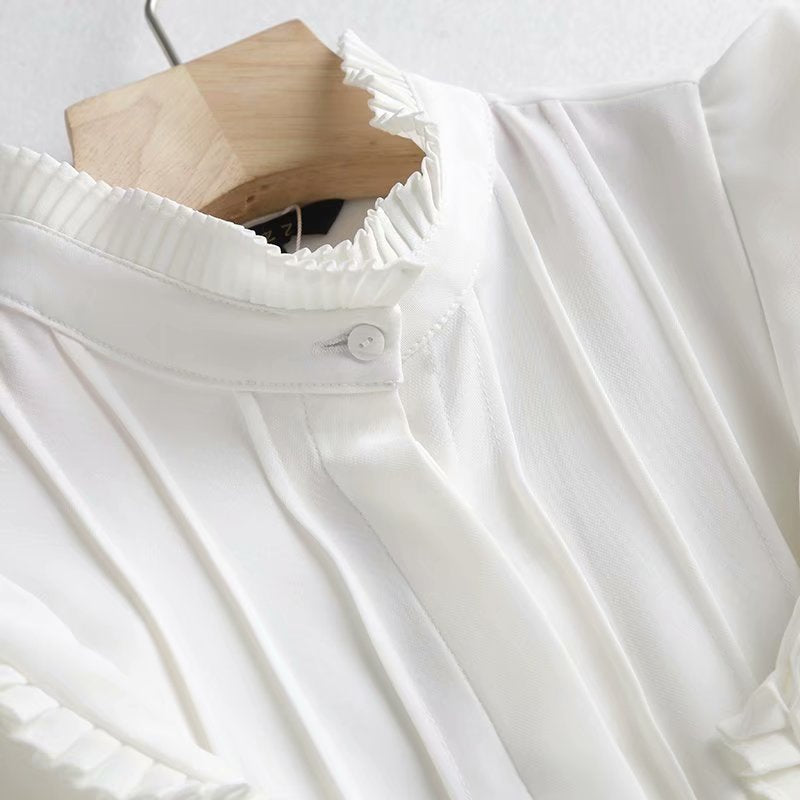 Women's pleated decorative shirt