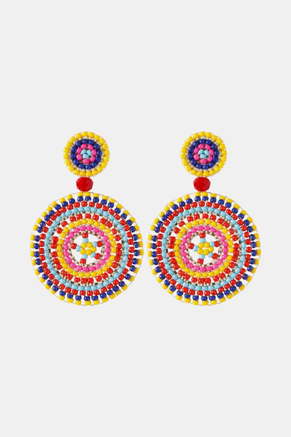 Pendientes colgantes de forma redonda estilo boho con cuentas