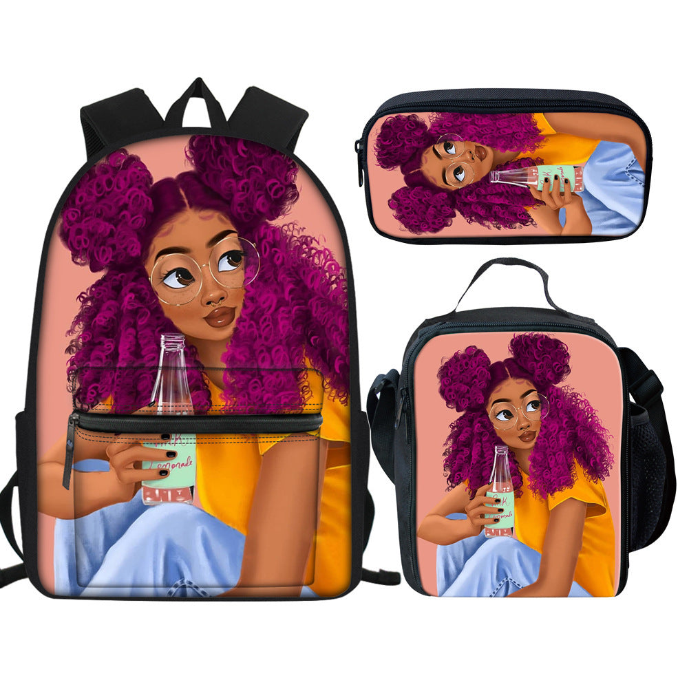 Creative Printed Girl Pattern Multifunctional Schoolbag