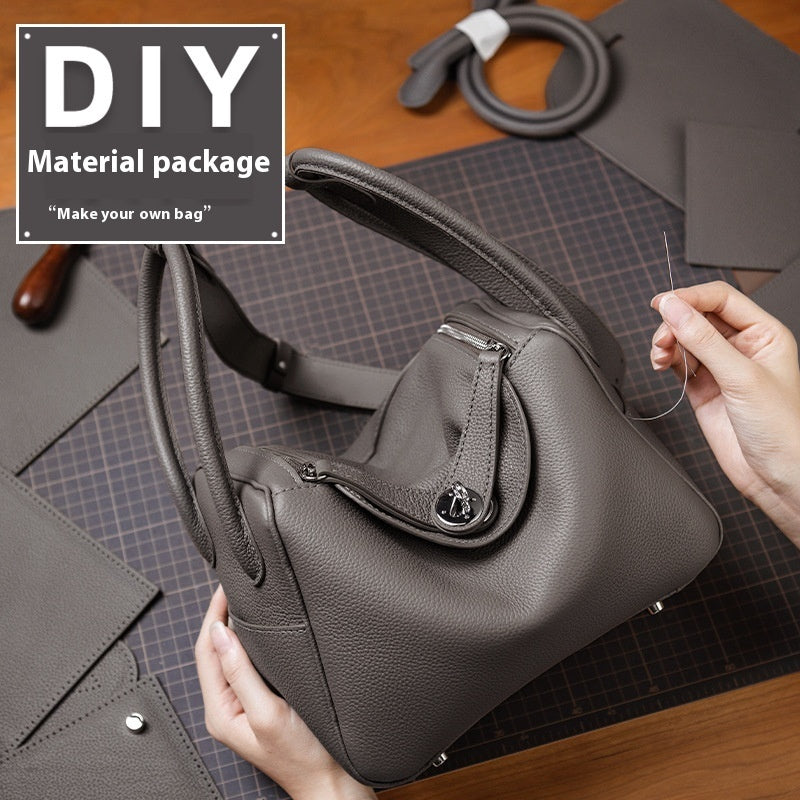 Diy handgefertigte Materialtasche aus echtem Rindsleder, gewebte Umhängetasche