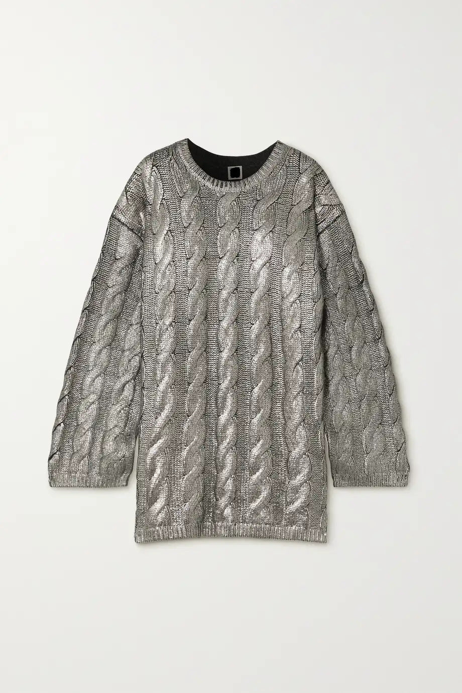 Modischer Pullover mit Metallrippenmuster und verdrehtem Muster