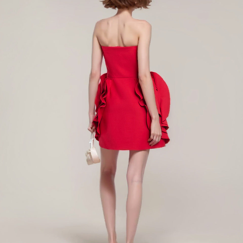Temperament rotes kurzes Kleid Frauen